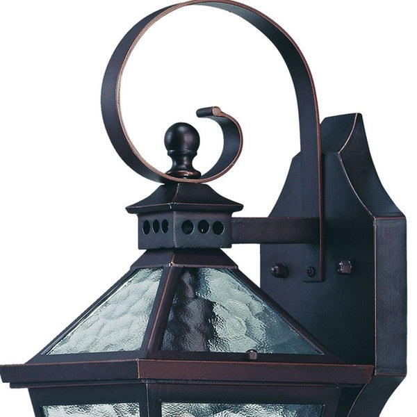 Homeroots Two Light Antique Bronze Hammered Glass Wall Light   398623