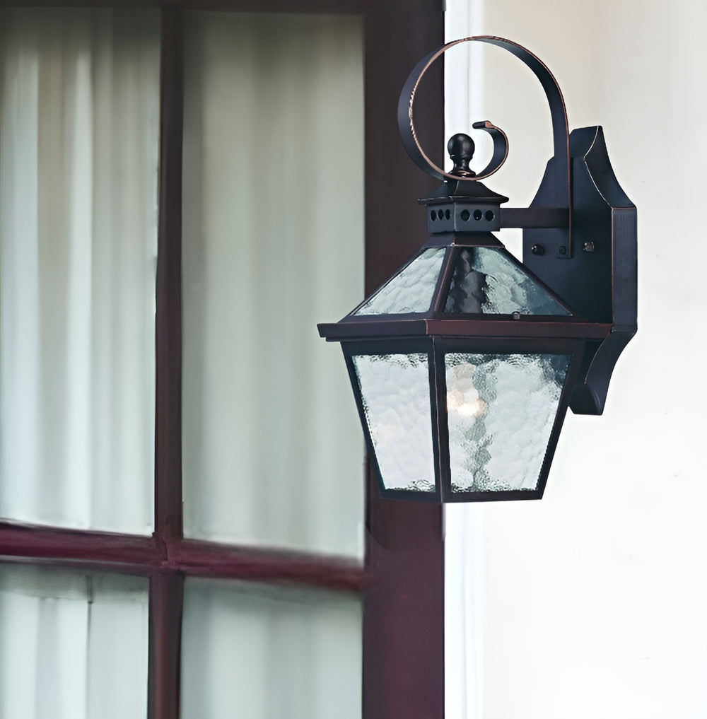 Homeroots Two Light Antique Bronze Hammered Glass Wall Light   398623