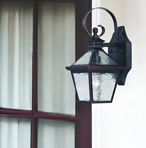 Homeroots Two Light Antique Bronze Hammered Glass Wall Light   398623