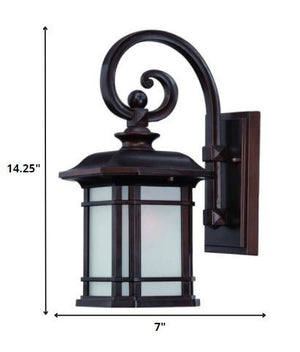 Homeroots Antique Bronze Frosted Linen Glass Lantern Wall Light   398625