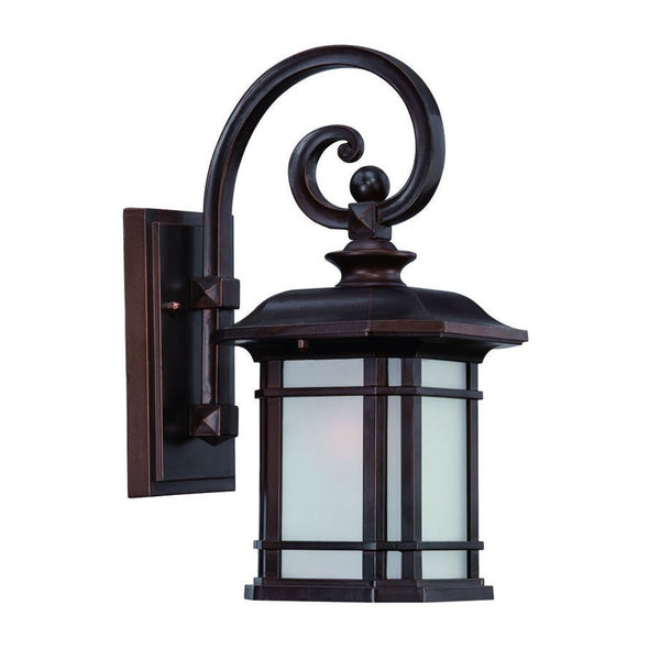 Homeroots Antique Bronze Frosted Linen Glass Lantern Wall Light   398625
