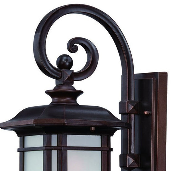 Homeroots Antique Bronze Frosted Linen Glass Lantern Wall Light   398625