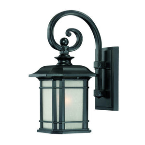 Homeroots Matte Black Frosted Linen Glass Lantern Wall Light   398626
