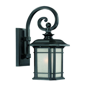 Homeroots Matte Black Frosted Linen Glass Lantern Wall Light   398626