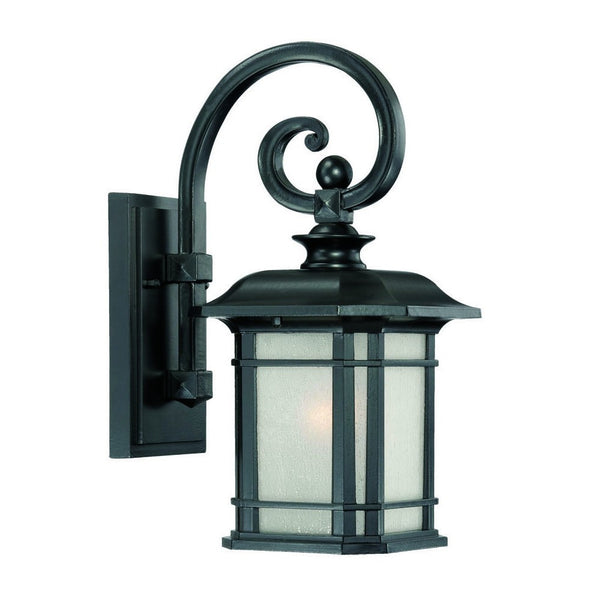 Homeroots Matte Black Frosted Linen Glass Lantern Wall Light   398626