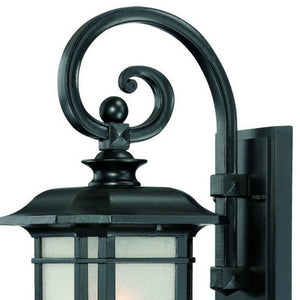 Homeroots Matte Black Frosted Linen Glass Lantern Wall Light   398626