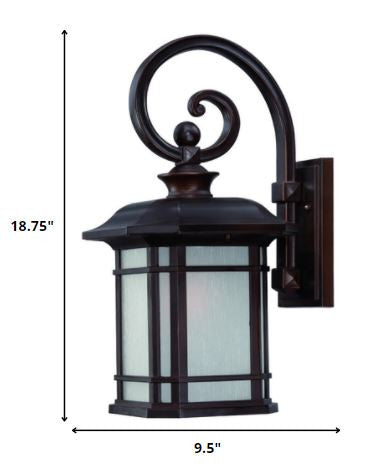 Homeroots Xl Antique Bronze Frosted Linen Glass Lantern Wall Light   398627