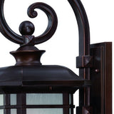 Homeroots Xl Antique Bronze Frosted Linen Glass Lantern Wall Light   398627