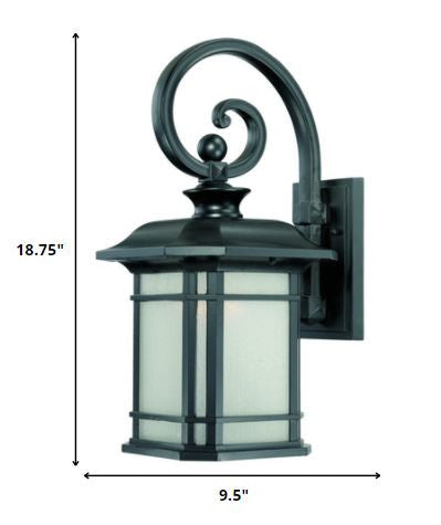 Homeroots Xl Matte Black Frosted Linen Glass Lantern Wall Light   398628