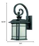 Homeroots Xl Matte Black Frosted Linen Glass Lantern Wall Light   398628