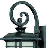 Homeroots Xl Matte Black Frosted Linen Glass Lantern Wall Light   398628