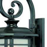 Homeroots Xl Matte Black Frosted Linen Glass Lantern Wall Light   398628