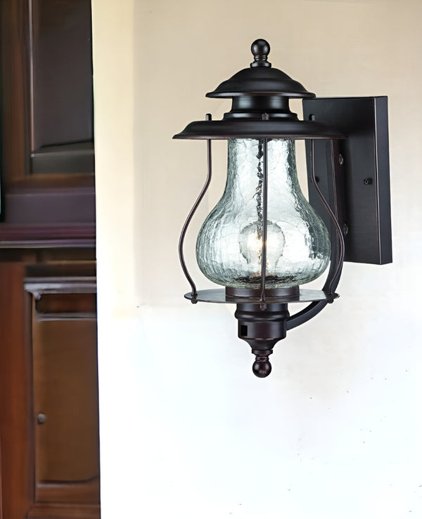 HomeRoots Antique Bronze Oil Lantern Hanging Light - Timeless Outdoor Illumination with Vintage Charm & Durability 398630