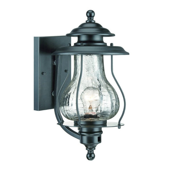 Matte Black Lantern Style Outdoor Wall Sconce for Farmhouse or Industrial Porch