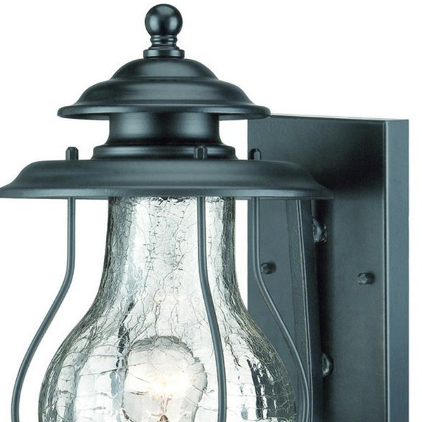 Matte Black Lantern Style Outdoor Wall Sconce for Farmhouse or Industrial Porch