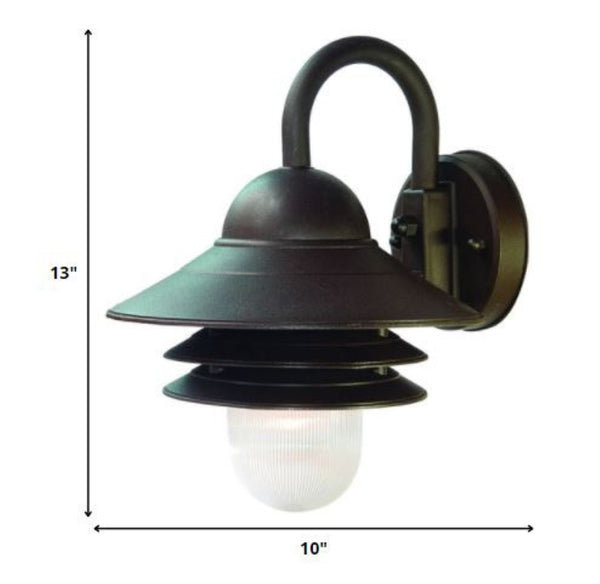 Homeroots Antique Bronze Outdoor Wall Light With Three-tier Shade – Elegant Design For Your Patio Or Garden   398632