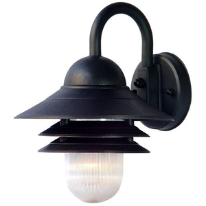 Homeroots Matte Black Outdoor Three Tier Wall Light With Striped Glass Globe For Modern Home Spaces   398634