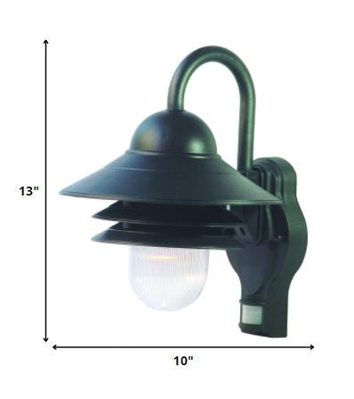 Homeroots Matte Black Motion Sensor Outdoor Wall Light   398635