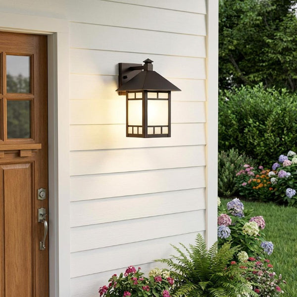 Petite Frosted Glass Outdoor Sconce with Antique Bronze Finish for Porch Decor