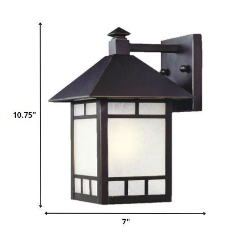 Homeroots Petite Antique Bronze Frosted Glass Lantern Wall Light   398638