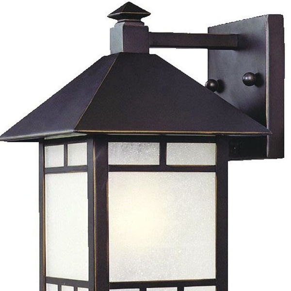 Homeroots Petite Antique Bronze Frosted Glass Lantern Wall Light   398638