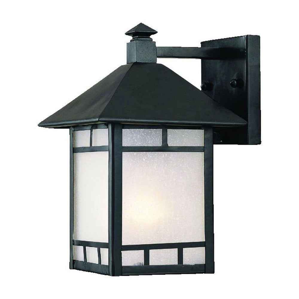 Homeroots Petite Matte Black Frosted Glass Lantern Wall Light   398639
