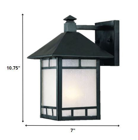 Homeroots Petite Matte Black Frosted Glass Lantern Wall Light   398639