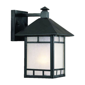 Homeroots Petite Matte Black Frosted Glass Lantern Wall Light   398639