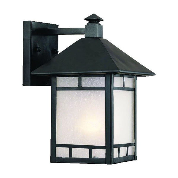 Homeroots Petite Matte Black Frosted Glass Lantern Wall Light   398639