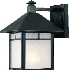 Homeroots Petite Matte Black Frosted Glass Lantern Wall Light   398639