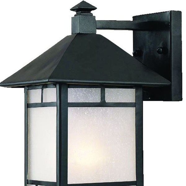 Homeroots Petite Matte Black Frosted Glass Lantern Wall Light   398639