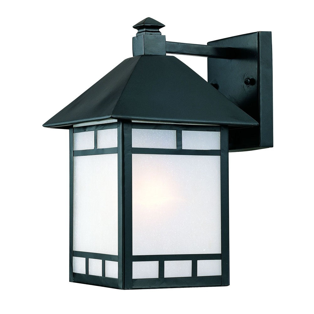 Homeroots Matte Black Frosted Glass Lantern Wall Light   398641