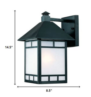 Homeroots Matte Black Frosted Glass Lantern Wall Light   398641