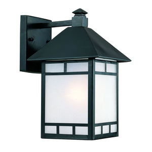Homeroots Matte Black Frosted Glass Lantern Wall Light   398641