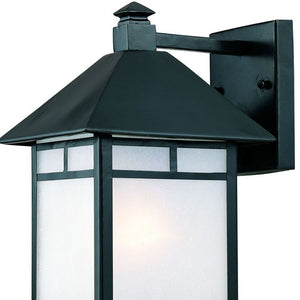 Homeroots Matte Black Frosted Glass Lantern Wall Light   398641