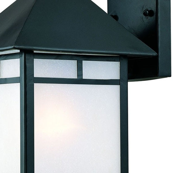 Homeroots Matte Black Frosted Glass Lantern Wall Light   398641