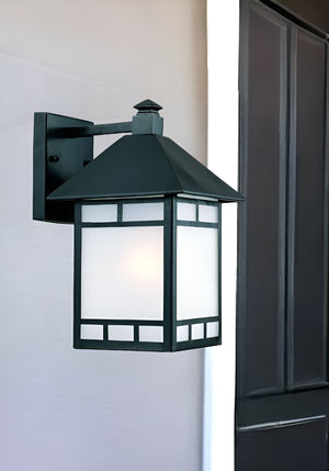 Homeroots Matte Black Frosted Glass Lantern Wall Light   398641