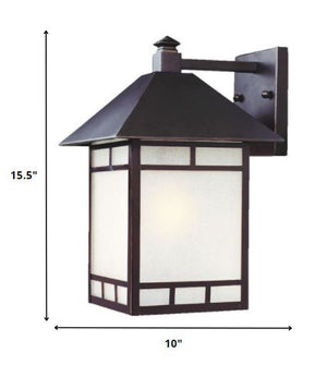 Homeroots Xl Antique Bronze Frosted Glass Lantern Wall Light   398642