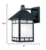 Homeroots Xl Matte Black Frosted Glass Lantern Wall Light   398643