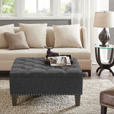 Madison Park Lindsey Traditional Tufted Square Cocktail Ottoman MP101-1137 Charcoal