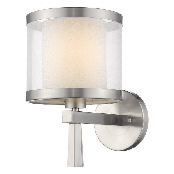 Homeroots White And Silver Wall Light With Fabric Shade  Metal 398655