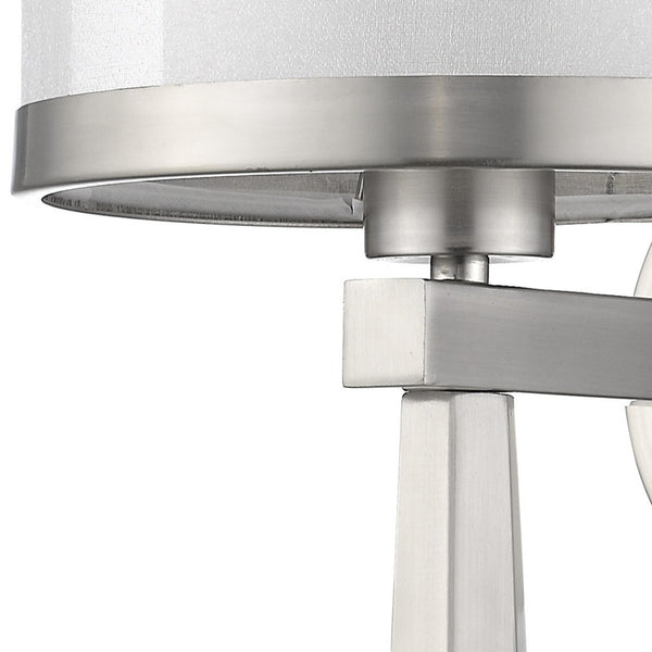 Homeroots White And Silver Wall Light With Fabric Shade  Metal 398655