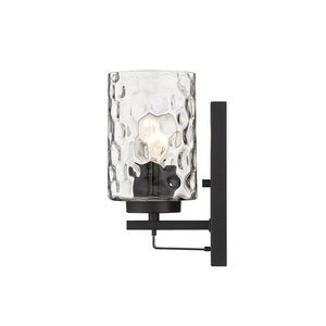 HomeRoots Black Metal and Pebbled Glass Wall Sconce – Stylish Hardwired Lighting for Modern Spaces & Decor 398656