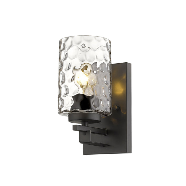 Homeroots Bronze Metal And Pebbled Glass Wall Sconce   398657