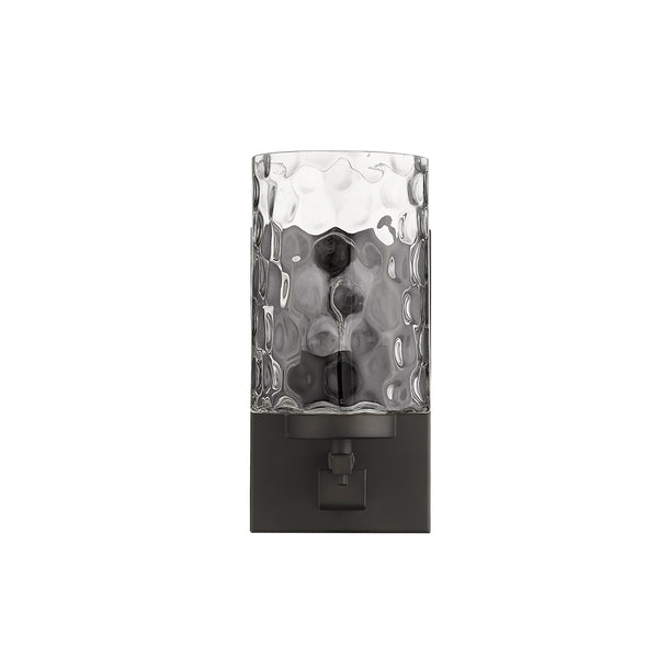 Homeroots Bronze Metal And Pebbled Glass Wall Sconce   398657