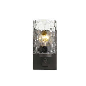 Homeroots Bronze Metal And Pebbled Glass Wall Sconce   398657
