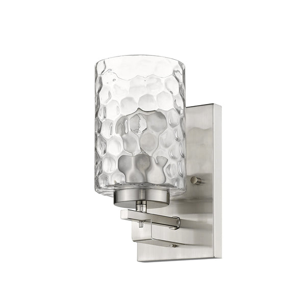 Homeroots Silver Metal And Pebbled Glass Wall Sconce   398658