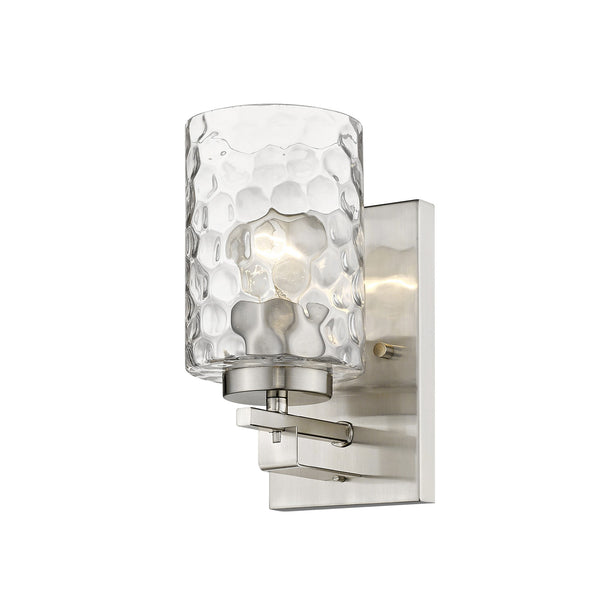Homeroots Silver Metal And Pebbled Glass Wall Sconce   398658
