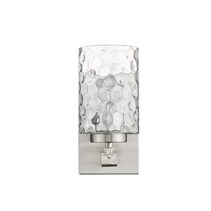 Homeroots Silver Metal And Pebbled Glass Wall Sconce   398658