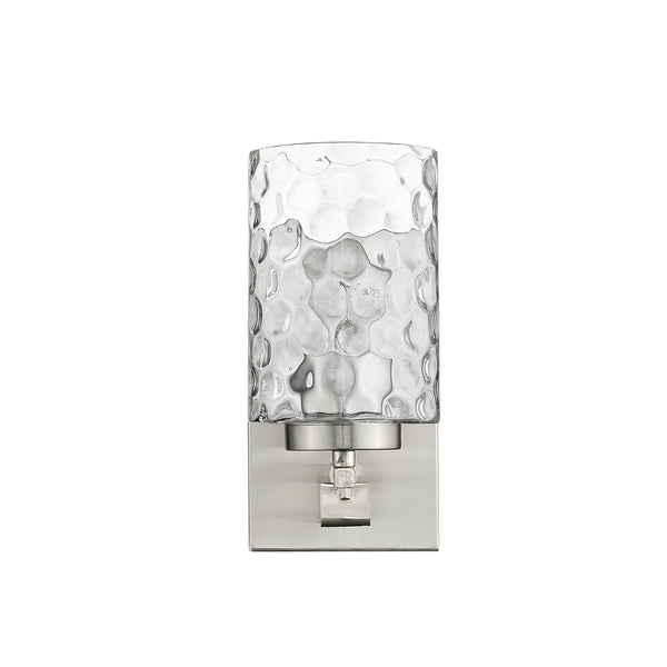 Homeroots Silver Metal And Pebbled Glass Wall Sconce   398658
